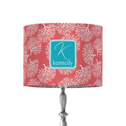 Coral & Teal 8" Drum Lamp Shade - Fabric (Personalized)