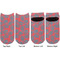 Coral & Teal Adult Ankle Socks - Double Pair - Front and Back - Apvl