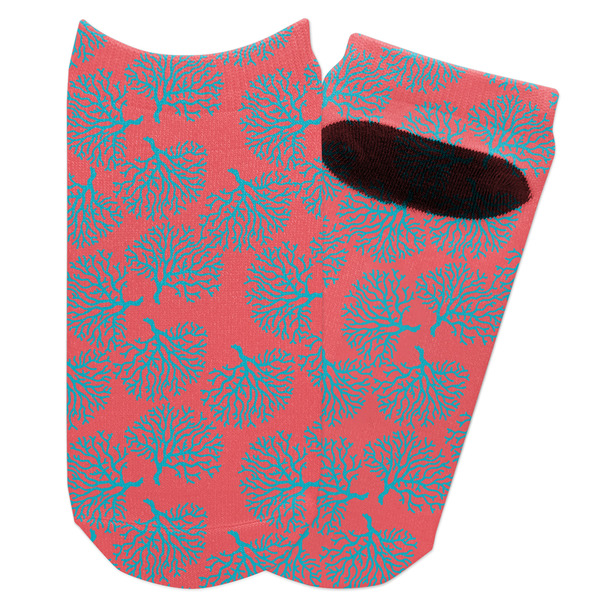 Custom Coral & Teal Adult Ankle Socks