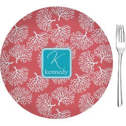 Coral & Teal Glass Appetizer / Dessert Plate 8" (Personalized)
