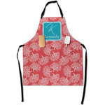 Coral & Teal Apron With Pockets w/ Name and Initial