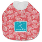 Coral & Teal Jersey Knit Baby Bib w/ Name and Initial