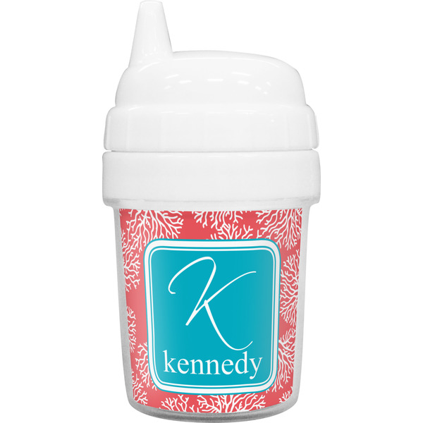 Custom Coral & Teal Baby Sippy Cup (Personalized)