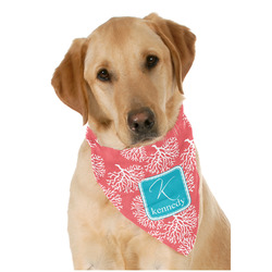 Coral & Teal Dog Bandana Scarf w/ Name and Initial