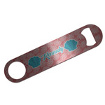 Coral & Teal Bar Bottle Opener - Silver w/ Name and Initial