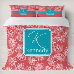 Coral & Teal Duvet Cover Set - King (Personalized)