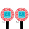 Coral & Teal Black Plastic 4" Food Pick - Round - Double Sided - Front & Back