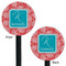 Coral & Teal Black Plastic 5.5" Stir Stick - Double Sided - Round - Front & Back