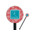 Coral & Teal Black Plastic 5.5" Stir Stick - Round - Closeup