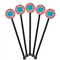 Coral & Teal Black Plastic 5.5" Stir Stick - Round - Fan View