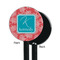 Coral & Teal Black Plastic 5.5" Stir Stick - Single Sided - Round - Front & Back