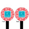 Coral & Teal Black Plastic 6" Food Pick - Round - Double Sided - Front & Back