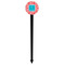 Coral & Teal Black Plastic 6" Food Pick - Round - Single Pick