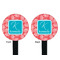 Coral & Teal Black Plastic 7" Stir Stick - Double Sided - Round - Front & Back