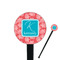 Coral & Teal Black Plastic 7" Stir Stick - Round - Closeup