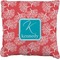 Coral & Teal Burlap Pillow 22"