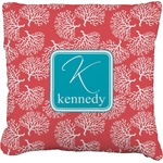 Coral & Teal Faux-Linen Throw Pillow 26" (Personalized)