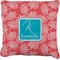 Coral & Teal Burlap Pillow 24"