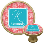 Coral & Teal Cabinet Knob - Gold (Personalized)