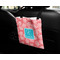 Coral & Teal Car Bag - In Use