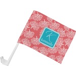 Coral & Teal Car Flag - Small w/ Name and Initial