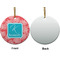 Coral & Teal Ceramic Flat Ornament - Circle Front & Back (APPROVAL)