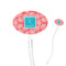 Coral & Teal Clear Plastic 7" Stir Stick - Oval - Closeup