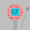 Coral & Teal Clear Plastic 7" Stir Stick - Round - Closeup