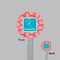 Coral & Teal Clear Plastic 7" Stir Stick - Round - Front & Back