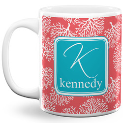 Coral & Teal 11 Oz Coffee Mug - White (Personalized)