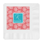 Coral & Teal Embossed Decorative Napkins (Personalized)