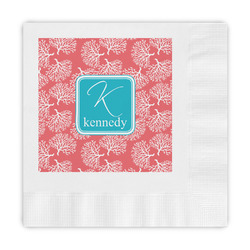 Coral & Teal Embossed Decorative Napkins (Personalized)