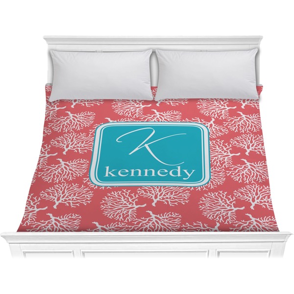 Custom Coral & Teal Comforter - King (Personalized)