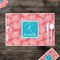 Coral & Teal Disposable Paper Placemat - In Context