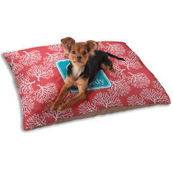 Coral & Teal Dog Bed - Small w/ Name and Initial