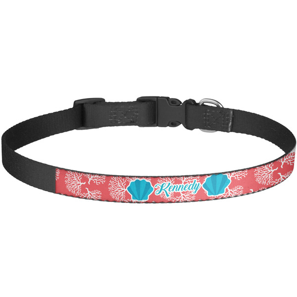 Custom Coral & Teal Dog Collar - Large (Personalized)