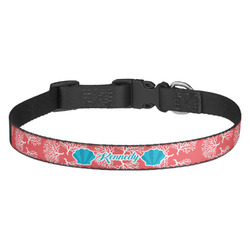 Coral & Teal Dog Collar - Medium (Personalized)