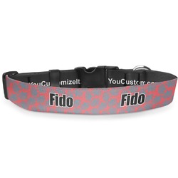 Coral & Teal Deluxe Dog Collar - Medium (11.5" to 17.5") (Personalized)
