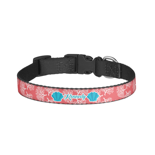 Custom Coral & Teal Dog Collar - Small (Personalized)