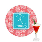 Coral & Teal Printed Drink Topper -  2.5" (Personalized)