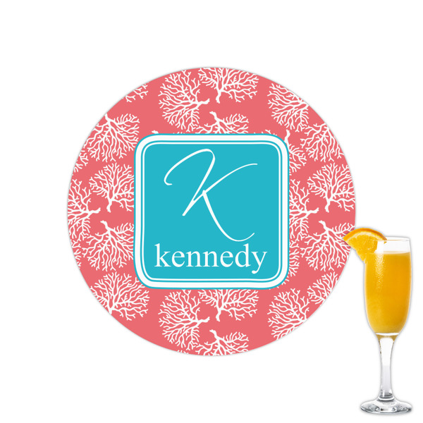 Custom Coral & Teal Printed Drink Topper - 2.15" (Personalized)