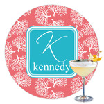 Coral & Teal Printed Drink Topper - 3.5" (Personalized)