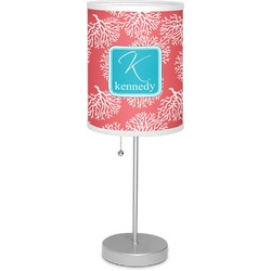 Coral & Teal 7" Drum Lamp with Shade Linen (Personalized)