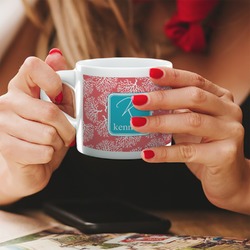 Coral & Teal Double Shot Espresso Cup - Single (Personalized)