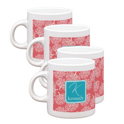 Coral & Teal Single Shot Espresso Cups - Set of 4 (Personalized)