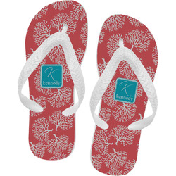 Coral & Teal Flip Flops - Small (Personalized)