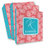 Coral & Teal 3 Ring Binder - Full Wrap (Personalized)