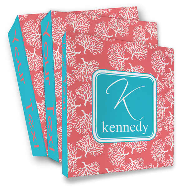 Custom Coral & Teal 3 Ring Binder - Full Wrap (Personalized)