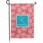 Coral & Teal Small Garden Flag - Double Sided w/ Name and Initial