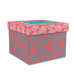 Coral & Teal Gift Box with Lid - Canvas Wrapped - Medium (Personalized)